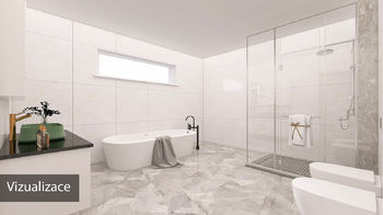 Koupelna - vizualizace - Prodej domu 293 m², Zadní Třebaň