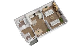 3D Půdorys bytu - Prodej bytu 1+1 v osobním vlastnictví 47 m², Ústí nad Labem