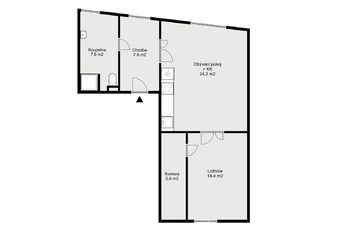 Orientační půdorys - Pronájem bytu 2+kk v osobním vlastnictví 60 m², Poděbrady
