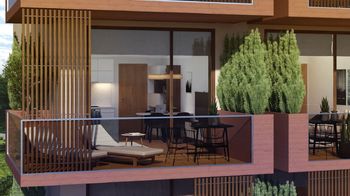 vizualizace terasy - Prodej bytu 2+kk v osobním vlastnictví 52 m², Slaný