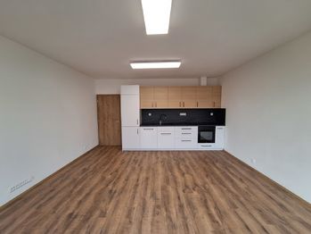 Obývací pokoj s kuchyňskou linkou  - Pronájem bytu 2+kk v osobním vlastnictví 61 m², Vyškov