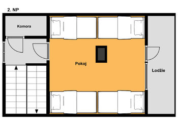 Možná dispozice patra - Prodej chaty / chalupy 93 m², Černé Voděrady