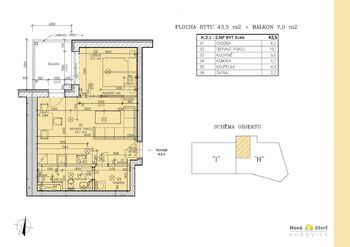 Prodej bytu 2+kk v osobním vlastnictví 46 m², Nižbor