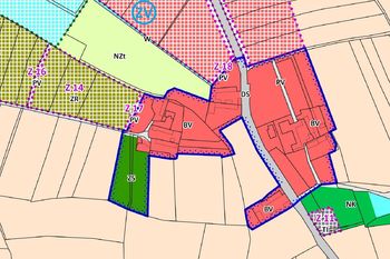 Náhled na lokalitu v územním plánu - Prodej pozemku 1253 m², Bělušice