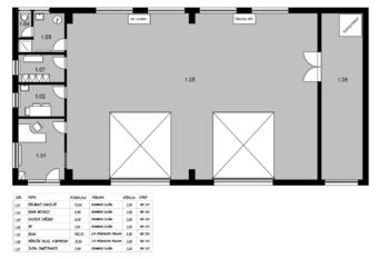 orientační půdorys haly s legengou - Prodej jiných prostor 256 m², Chomutov