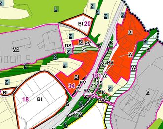 územní plán  - Prodej pozemku 1704 m², Lhota u Vsetína