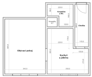 základní schéma - Pronájem bytu 1+1 v osobním vlastnictví 35 m², Neratovice