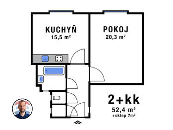 Prodej bytu 2+kk v osobním vlastnictví 52 m², Praha 7 - Holešovice