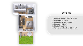Prodej bytu 2+kk v osobním vlastnictví 62 m², Lavičky