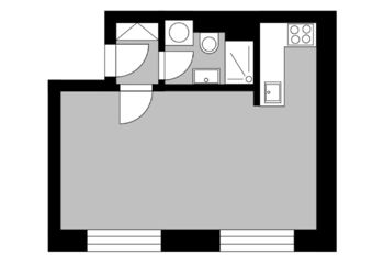 Orientační půdorys - Pronájem bytu 1+kk v osobním vlastnictví 29 m², Kolín
