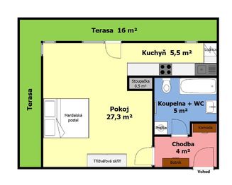Pronájem bytu 1+kk v osobním vlastnictví 44 m², Chrudim