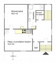 plán 1. podlaží - Prodej domu 75 m², Sulice
