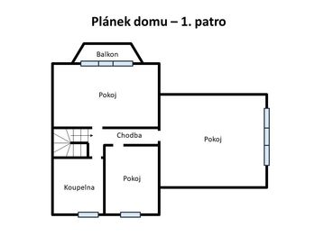 Plánek domu - 1. patro - Prodej domu 159 m², Bašť