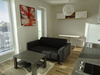 obývací pokoj s kuchyňským koutem - Pronájem bytu 1+kk v osobním vlastnictví 33 m², Pardubice