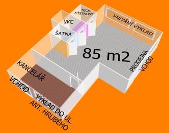 Pronájem obchodních prostor s kanceláří 85 m2 OD Kvanto Uherský Brod - Pronájem obchodních prostor 85 m², Uherský Brod