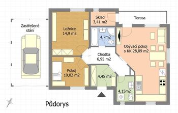 Půdorys - Pronájem domu 76 m², Černolice