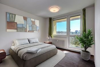 ložnice vizualizace - Prodej bytu 2+1 v osobním vlastnictví 52 m², Brno