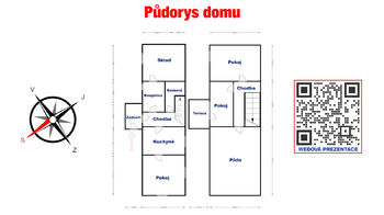 Půdorys domu - Prodej domu 85 m², Vědomice