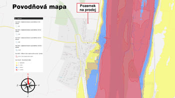 Povodňová mapa - Prodej pozemku 1000 m², Hrobce