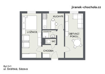 Prodej bytu 2+1 v osobním vlastnictví 50 m², Sázava