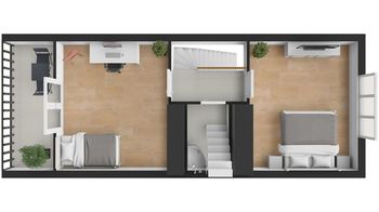 3D návrh - patro - Prodej domu 111 m², Praha 10 - Strašnice