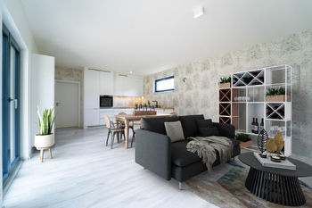 Obývací pokoj - vizualizace - Prodej domu 122 m², Zdiby