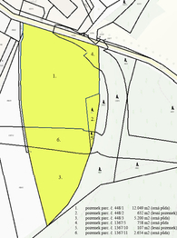 Soubor pozemků k prodeji již dle nového zaměření geodety a rozdělení na Katastru, pro účely obchvatu a sjezdu.  - Prodej pozemku 21400 m², Sojovice