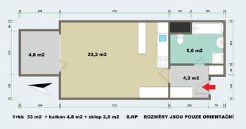 Pronájem bytu 1+kk v osobním vlastnictví 33 m², Praha 5 - Stodůlky