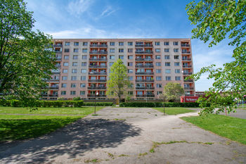 Bytový dům - zadní pohled - Pronájem bytu 1+1 v osobním vlastnictví, Hradec Králové 