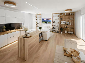 Kuchyně a obývací pokoj - Prodej bytu 3+kk v osobním vlastnictví 124 m², Nesovice 