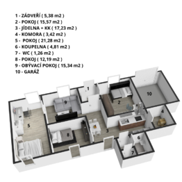 3D dispozice domu - Prodej domu 98 m², Babice nad Svitavou