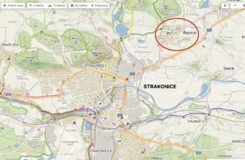 Mapa - obec Řepice u Strakonic - Pronájem bytu 2+kk v osobním vlastnictví 48 m², Řepice