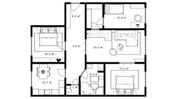 Prodej bytu 4+1 v osobním vlastnictví 112 m², Praha 6 - Suchdol