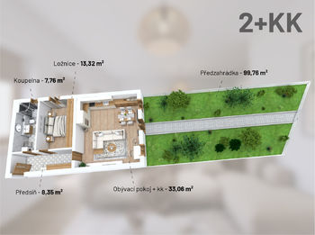 Prodej bytu 3+kk v osobním vlastnictví 82 m², Třeština