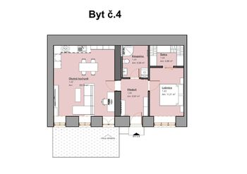 Prodej bytu 2+kk v osobním vlastnictví 72 m², Třeština