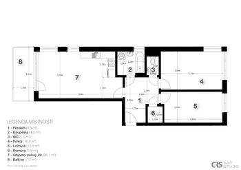 Prodej bytu 3+kk v osobním vlastnictví 77 m², Praha 9 - Hloubětín