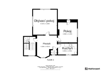 Půdorys 1. patro - Prodej domu 260 m², Jesenice