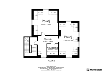 Půdorys 2. patro - Prodej domu 260 m², Jesenice