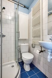 Koupelna s WC - Prodej bytu 1+1 v osobním vlastnictví 38 m², Praha 7 - Holešovice