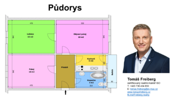 Půdorys - Pronájem bytu 3+1 v osobním vlastnictví 64 m², Písek