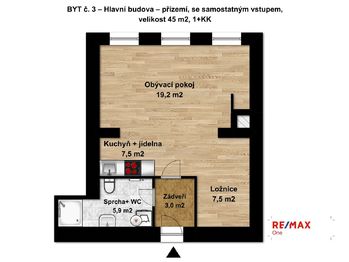 Pronájem bytu 1+kk v osobním vlastnictví 45 m², Tábor
