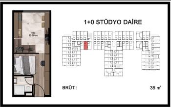 Prodej bytu 1+kk v osobním vlastnictví 35 m², Mersin