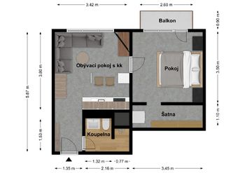 Pronájem bytu 1+1 v osobním vlastnictví 38 m², Tábor