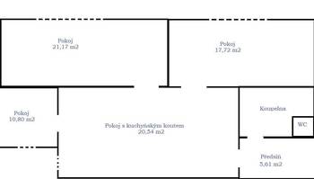 Dispozice bytu - Pronájem bytu 4+kk v osobním vlastnictví 82 m², Brno
