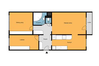 Plánek bytu - Prodej bytu 3+1 v družstevním vlastnictví 76 m², Praha 4 - Modřany