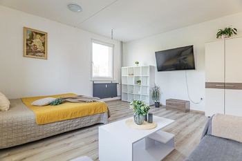 Obytná místnost. - Prodej bytu 1+1 v osobním vlastnictví 43 m², Jindřichův Hradec