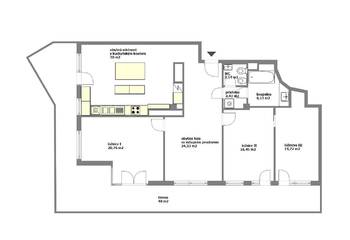 současný stav - Pronájem bytu 5+kk v osobním vlastnictví 117 m², Praha 5 - Košíře