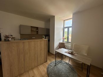 hlavní místnost s kuchyňským koutem - Pronájem kancelářských prostor 46 m², Prachatice