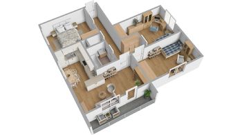 3D model - Prodej bytu 4+1 v osobním vlastnictví 76 m², Pardubice