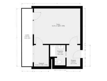 Prodej bytu 1+1 s lodžií v Praze 4, Podolí, Půdorys bytu - Prodej bytu 1+1 v osobním vlastnictví 28 m², Praha 4 - Podolí